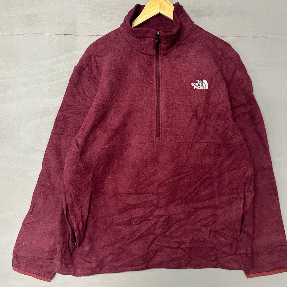 The North Face Mens TKA 100‎ Glacier Quarter Zip Fleece Pullover Maroon Large - Picture 2 of 4